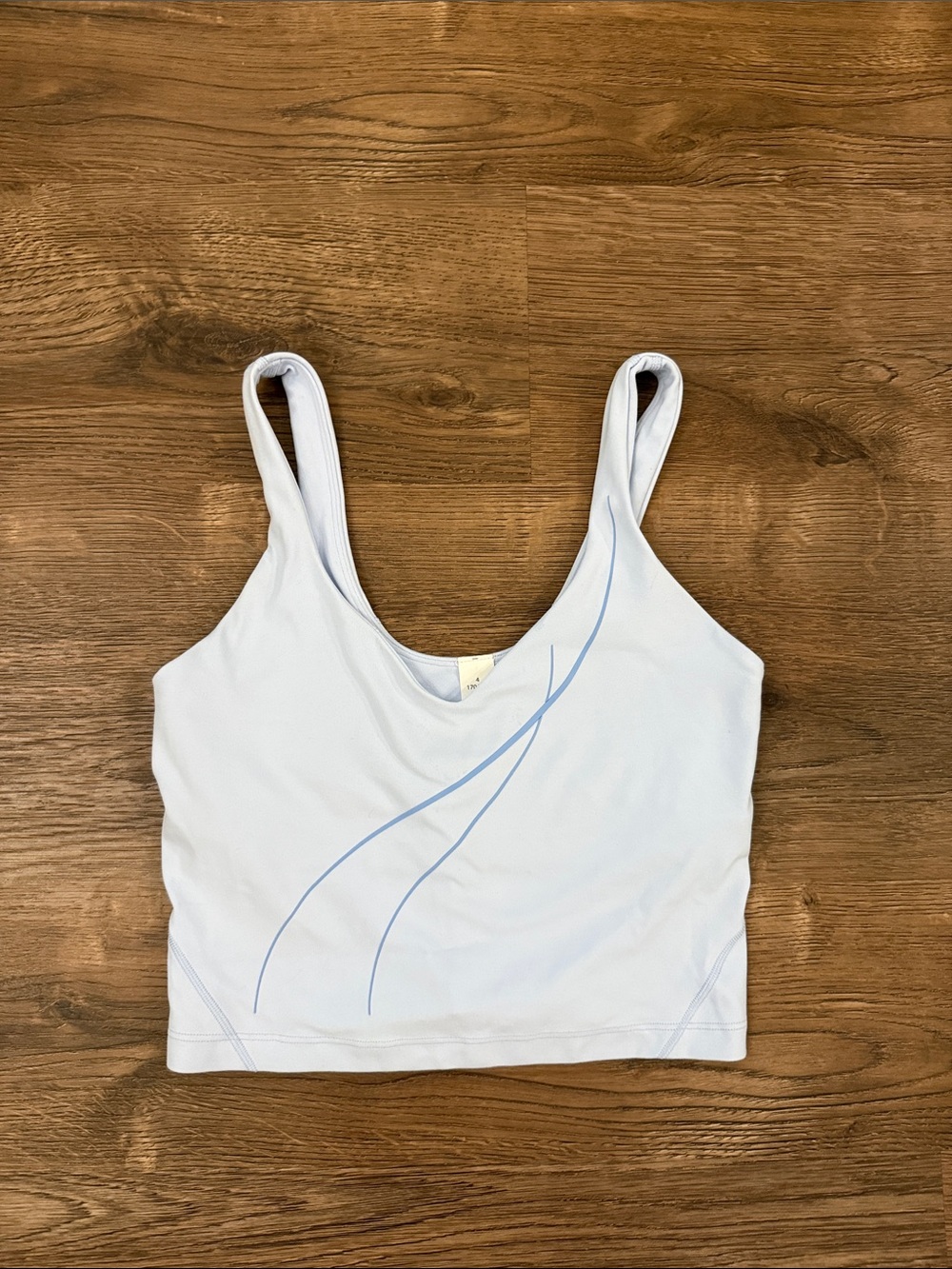 lululemon RARE Fluid Graphic Light Blue Cropped Sports Bra Tank Size 4